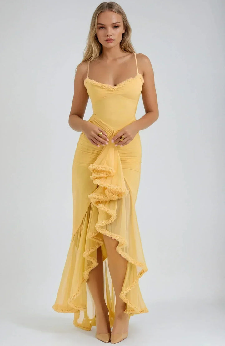 Chloe™ | Rochie galbenă din plasă