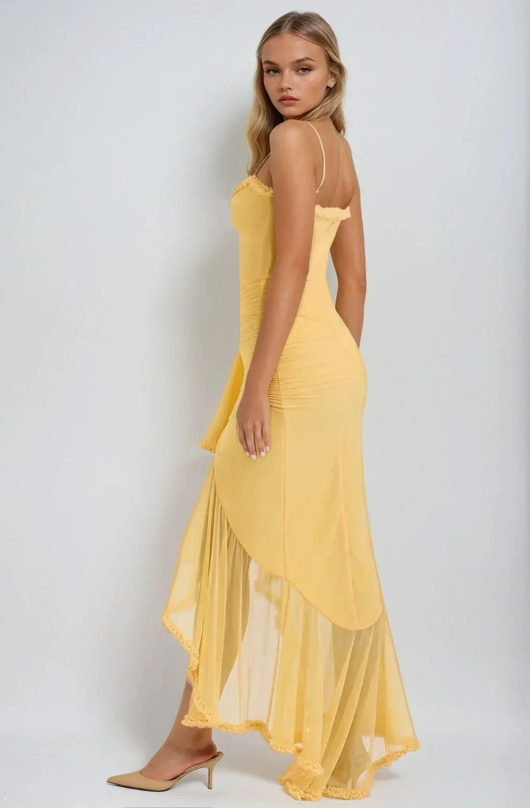 Chloe™ | Rochie galbenă din plasă