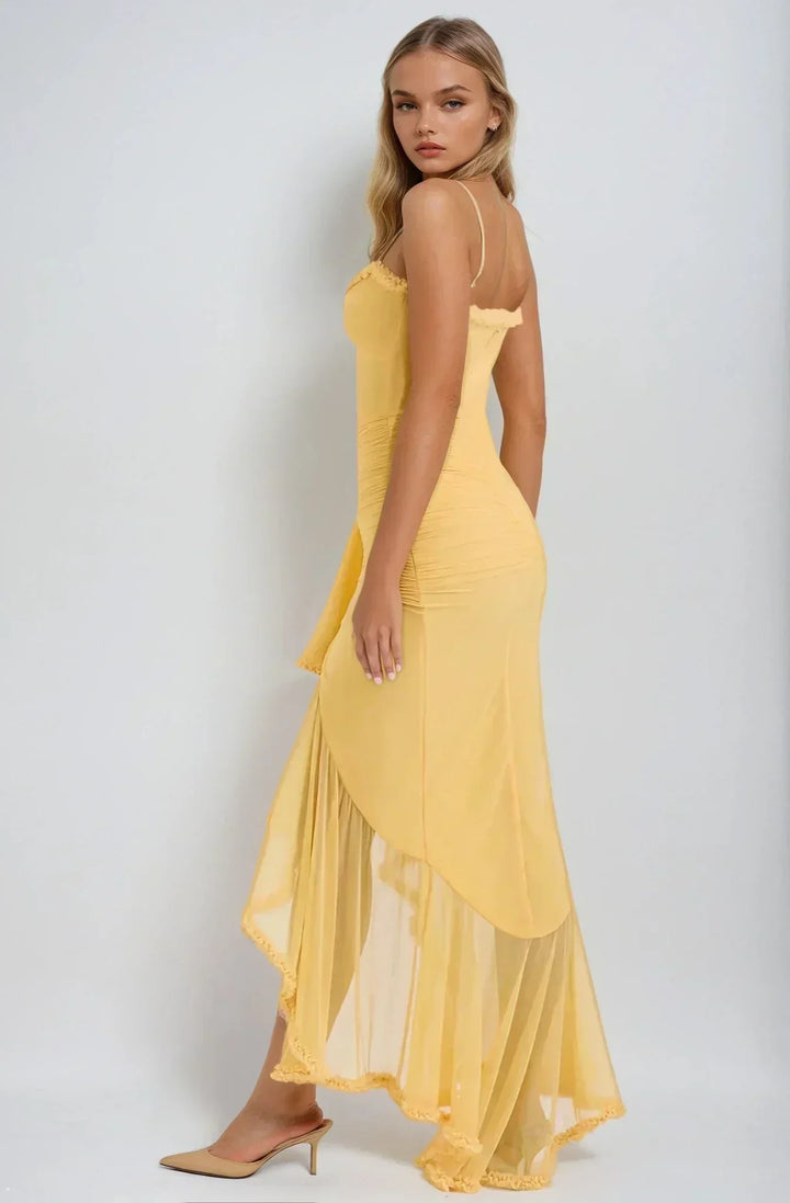 Chloe™ | Rochie galbenă din plasă