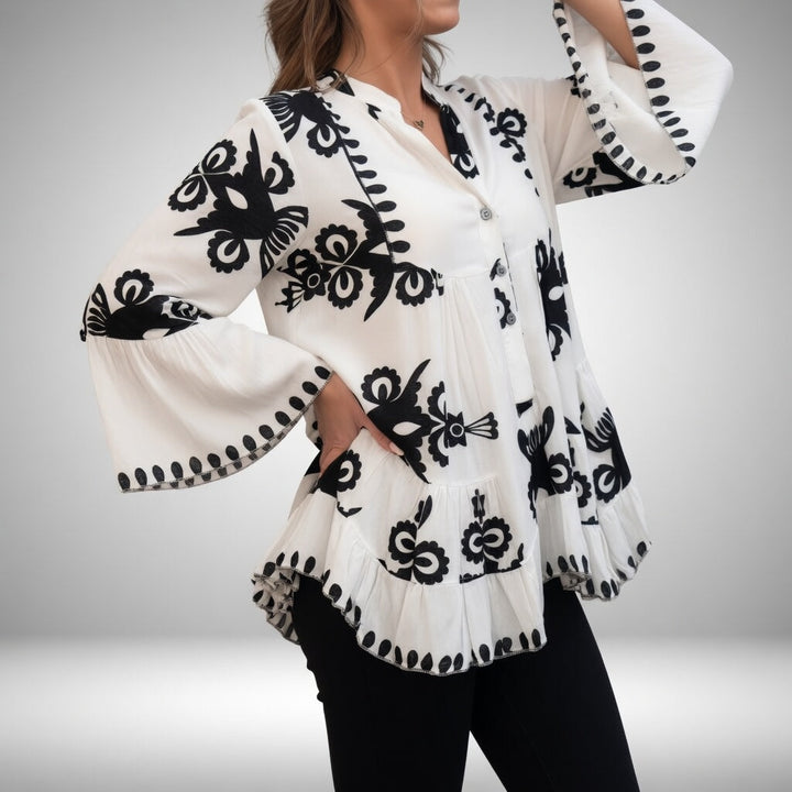 Théodeline™ – Bluză brodată boho, feminitate strălucitoare