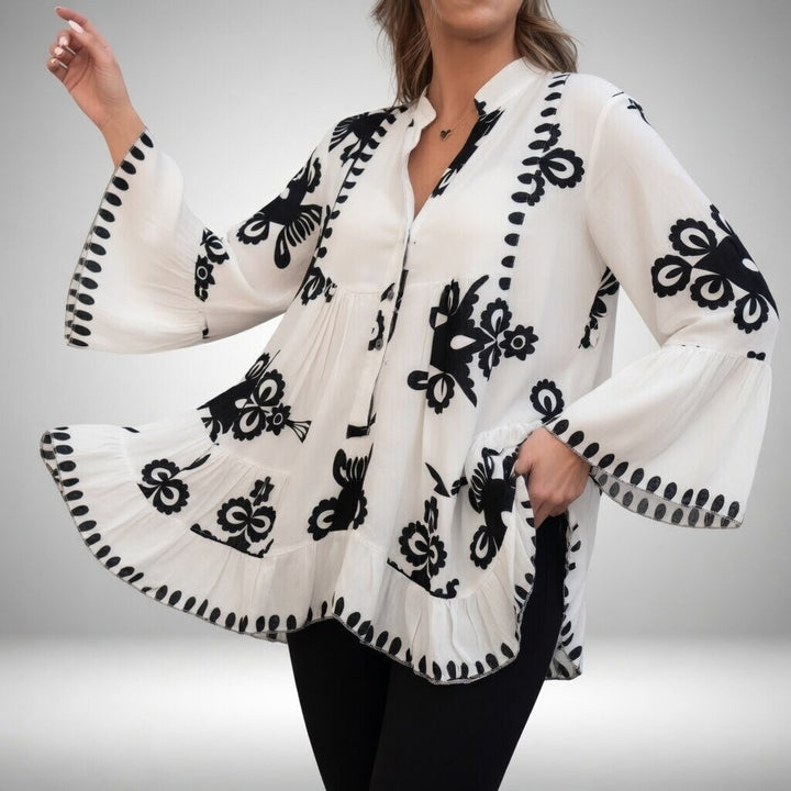 Théodeline™ – Bluză brodată boho, feminitate strălucitoare