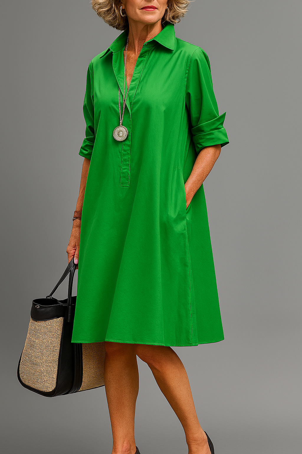 Clara™ — Rochie midi elegantă, verde