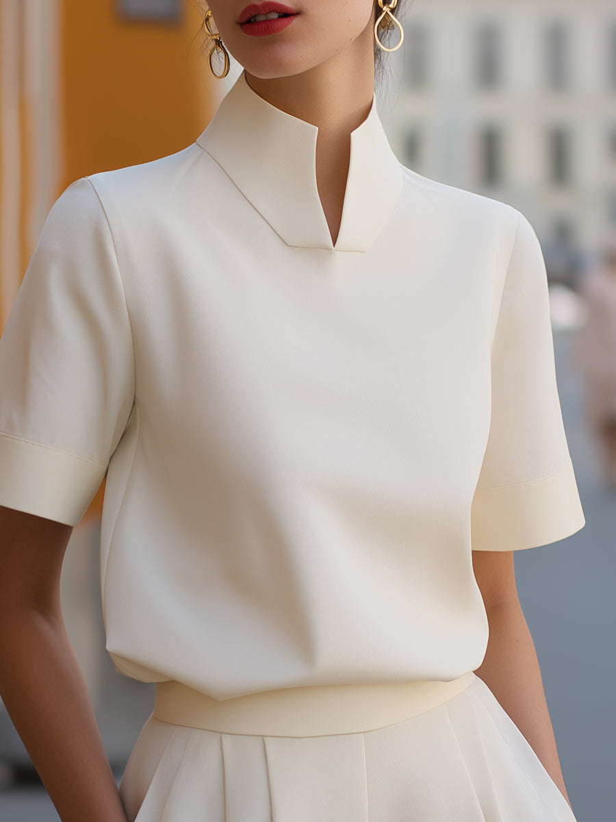 Aroha™ — Cămașă elegantă cu guler modern și mâneci scurte