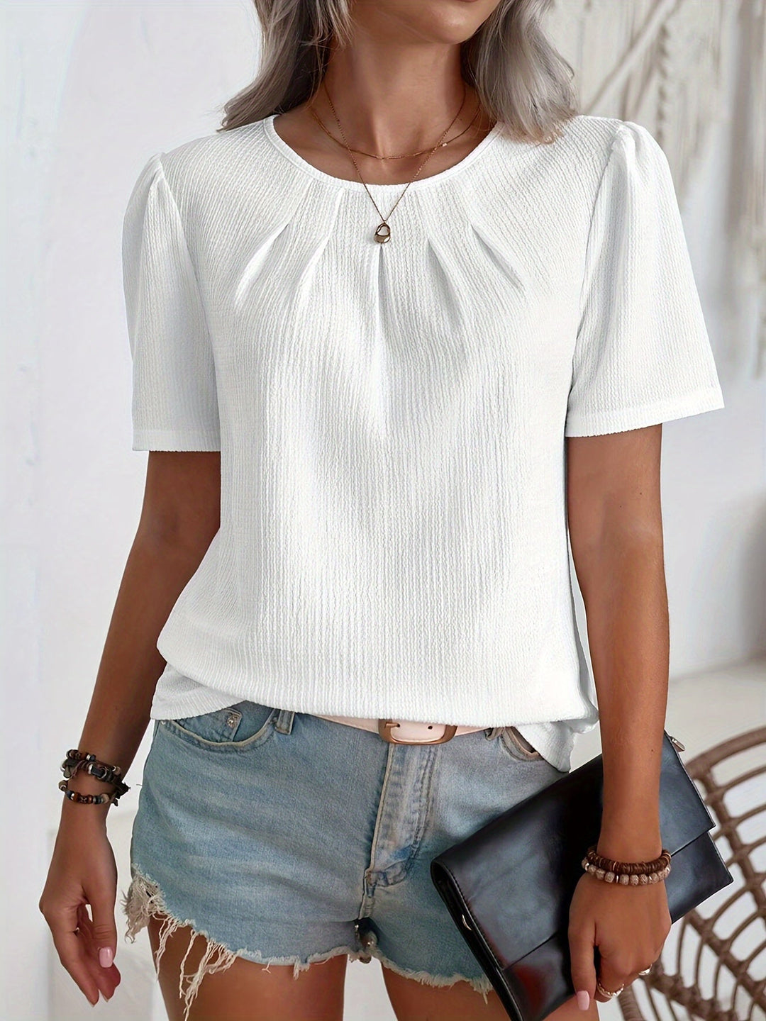 Noémie™ — Tricou elegant cu textură subtilă