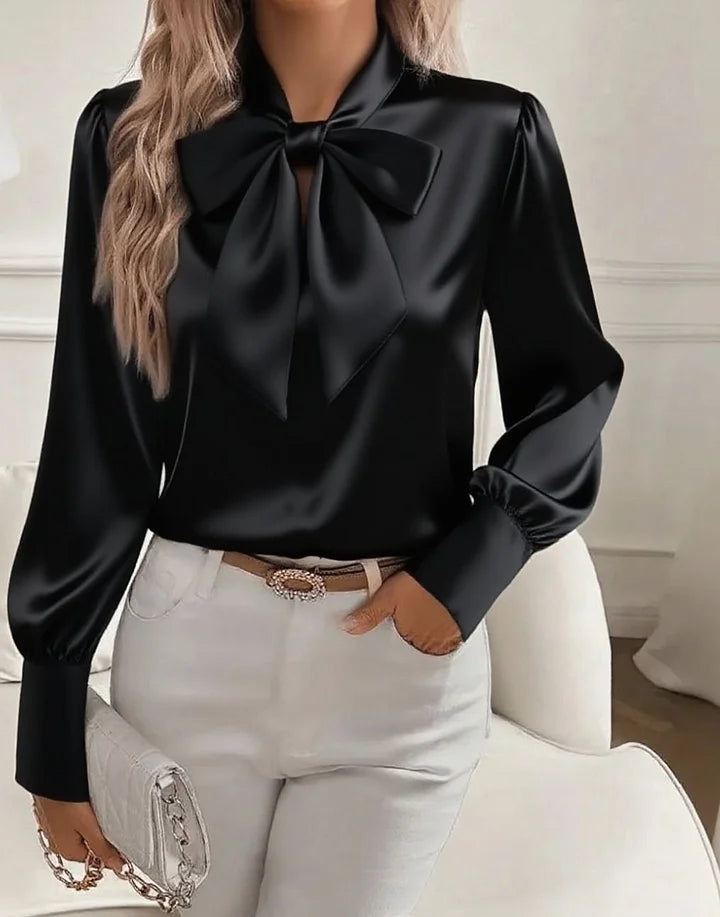 Élodine™ — Cămașă satinată elegantă cu mâneci lungi