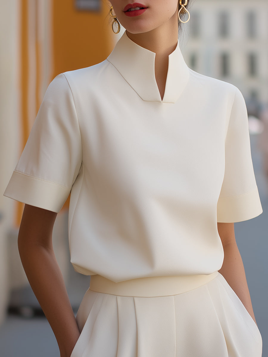 Aroha™ — Cămașă elegantă cu guler modern și mâneci scurte