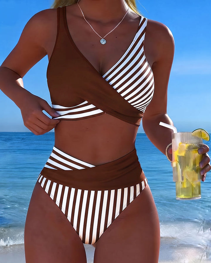 Giulia™ — Bikini cu dungi și decolteu încrucișat