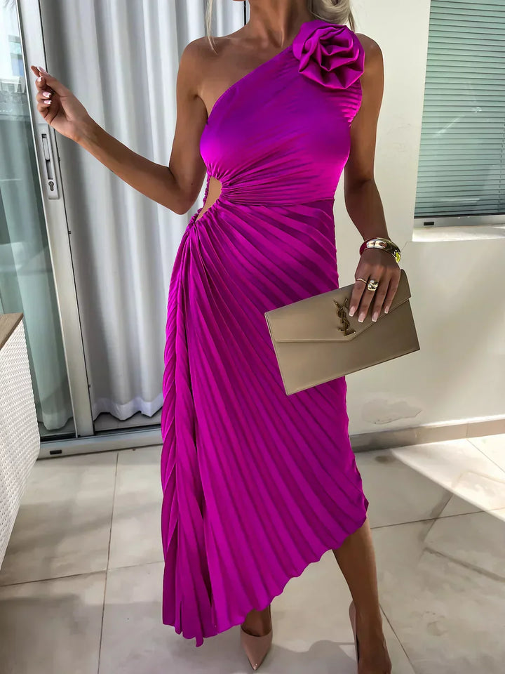Eya™ | Rochie maxi elegantă florală, pe un umăr