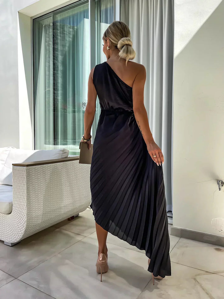 Eya™ | Rochie maxi elegantă florală, pe un umăr