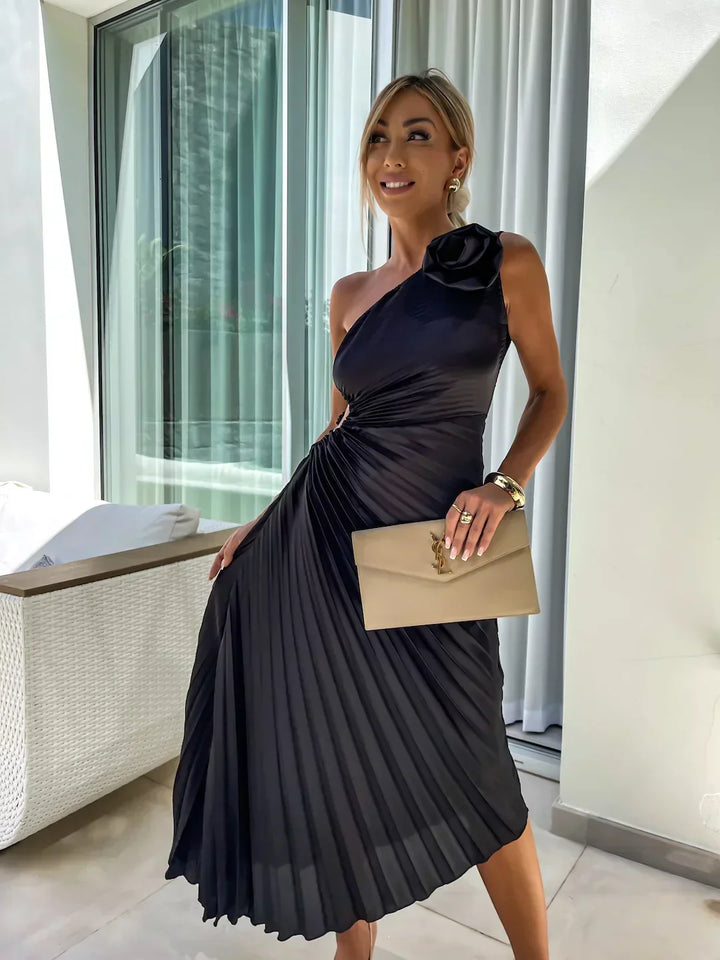 Eya™ | Rochie maxi elegantă florală, pe un umăr