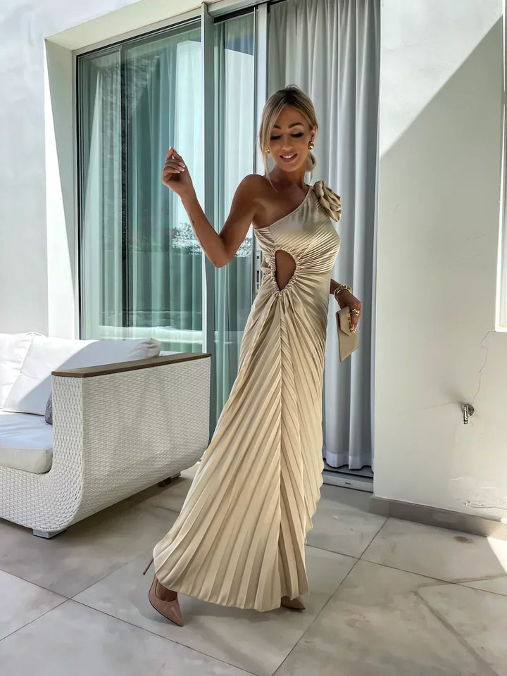 Eya™ | Rochie maxi elegantă florală, pe un umăr