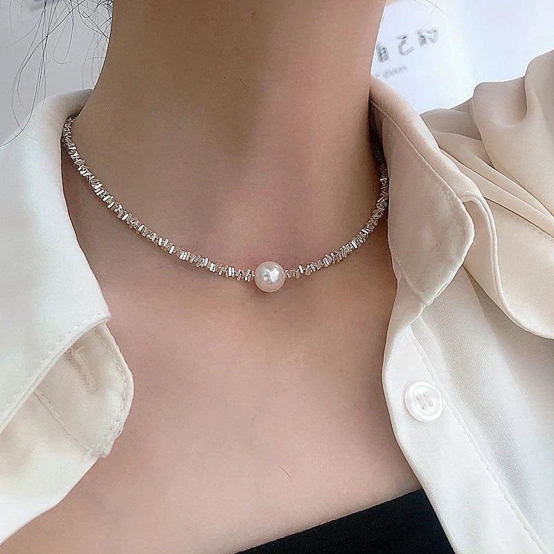Elena™ — Colier elegant cu perle și aur alb
