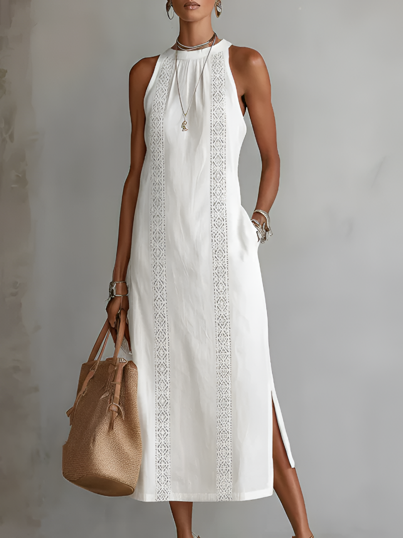 Jimena™ — Rochie midi lejeră cu guler Mao