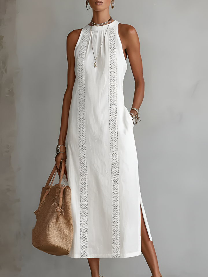 Jimena™ — Rochie midi lejeră cu guler Mao