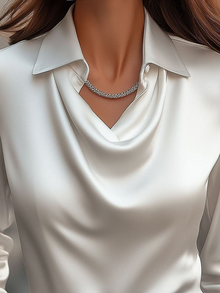 Élodine™ — Cămașă satinată elegantă cu mâneci lungi