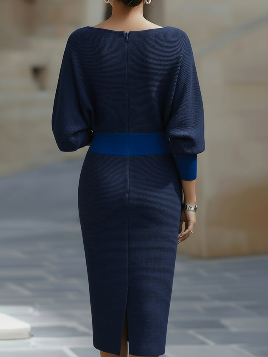 Diana™ — Rochie midi elegantă cu mâneci liliac și drapaj