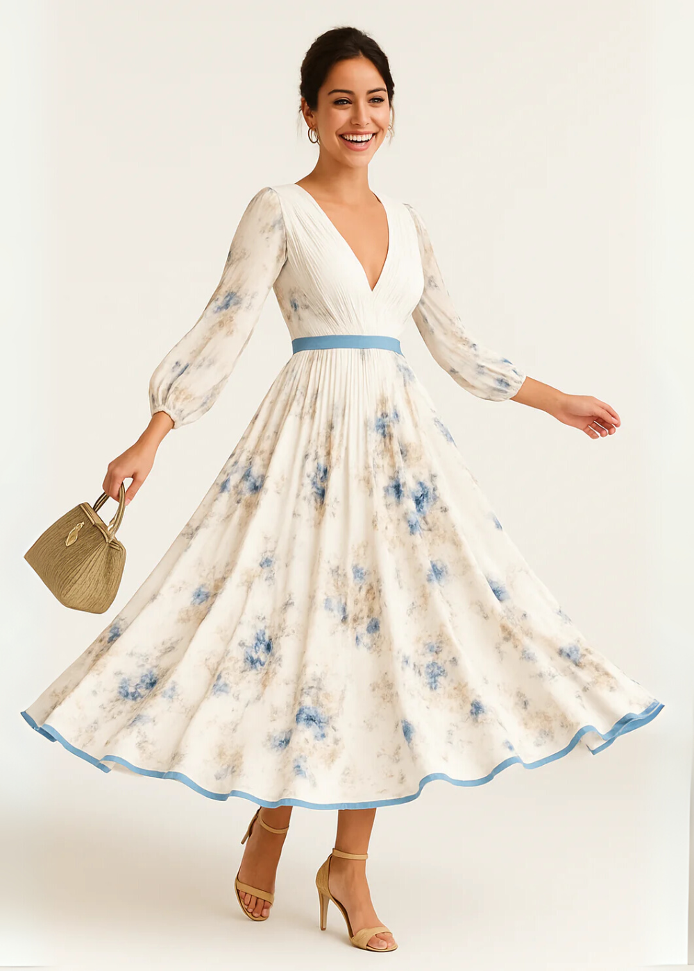 Paz™ | Rochie maxi plisată florală atemporală