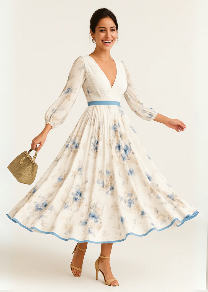 Paz™ | Rochie maxi plisată florală atemporală