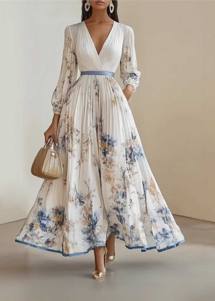 Paz™ | Rochie maxi plisată florală atemporală