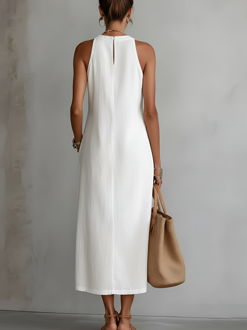 Jimena™ — Rochie midi lejeră cu guler Mao