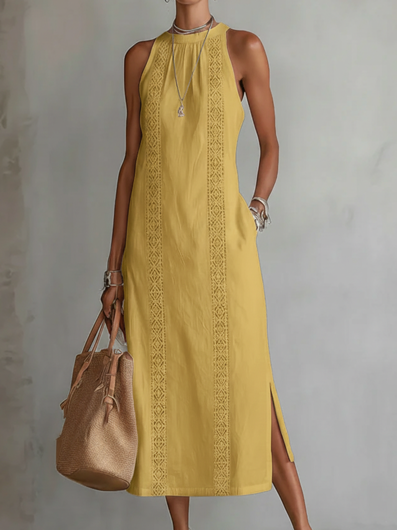 Jimena™ — Rochie midi lejeră cu guler Mao