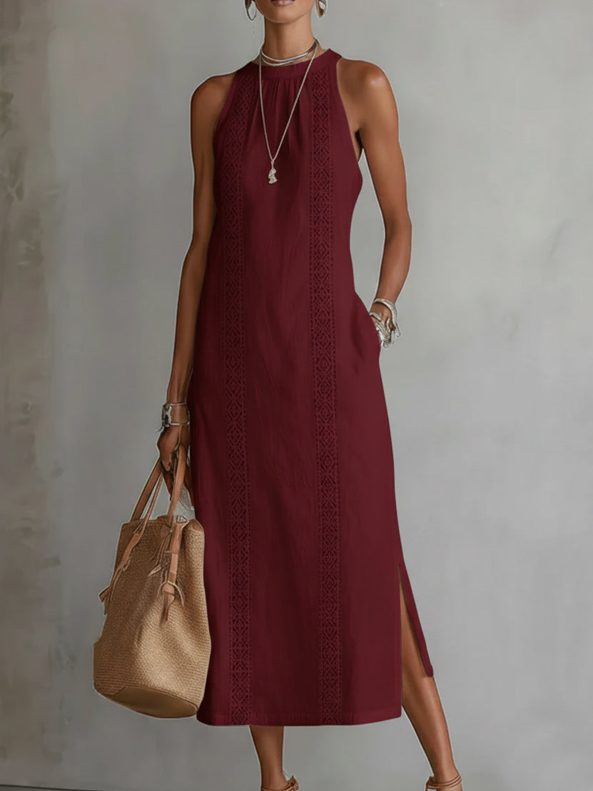 Jimena™ — Rochie midi lejeră cu guler Mao