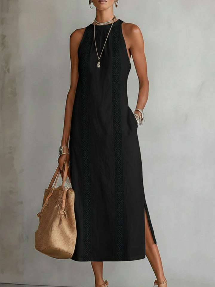 Jimena™ — Rochie midi lejeră cu guler Mao