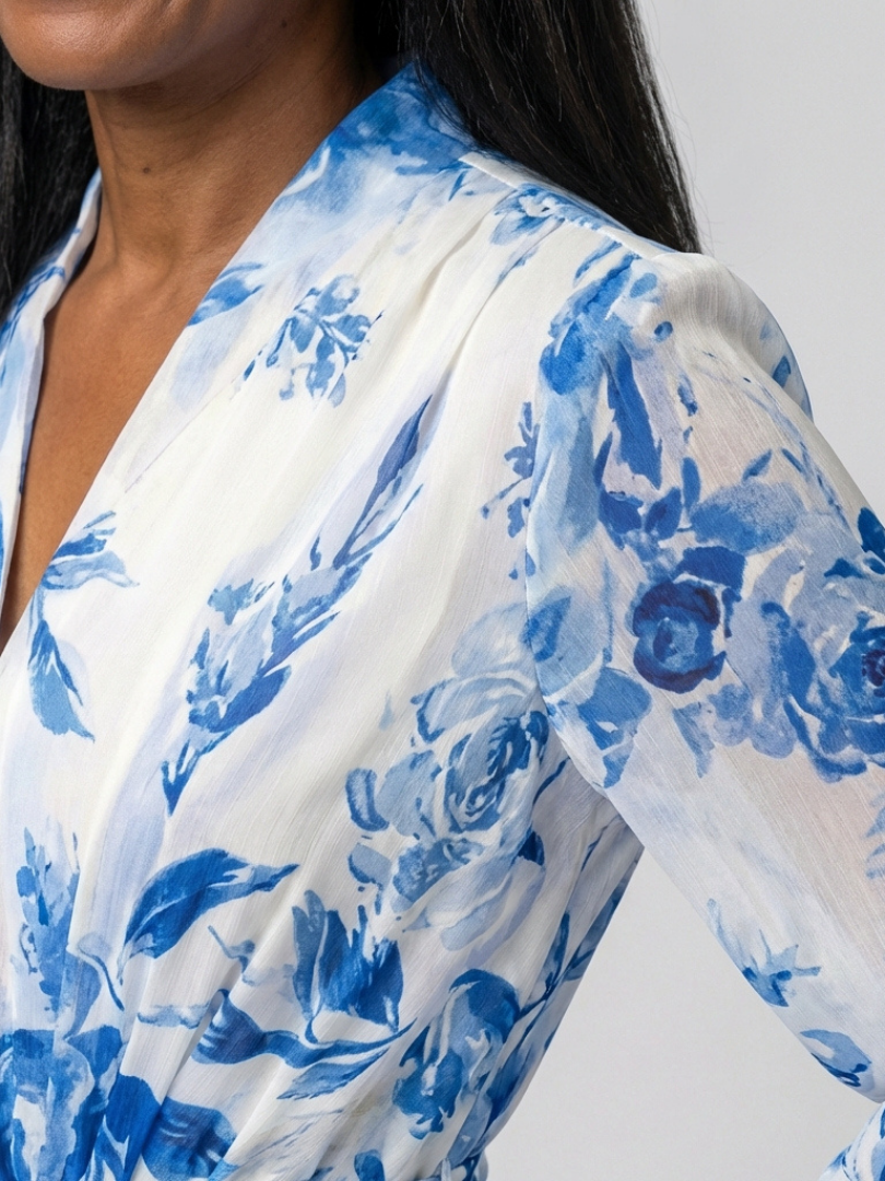 Lillian | Rochie maxi cu imprimeu floral și mâneci lungi