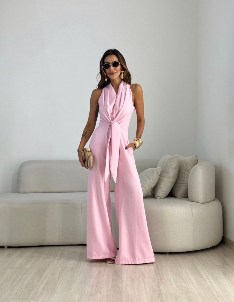 Roxana™ — Set elegant cu alătură la gât și pantaloni largi