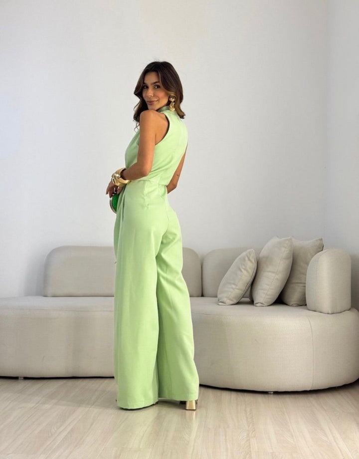 Roxana™ — Set elegant cu alătură la gât și pantaloni largi