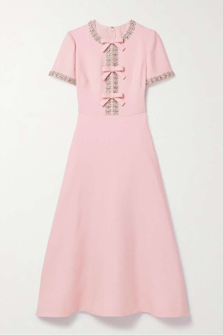 Aria™ | Rochie midi cu fundă și cristale