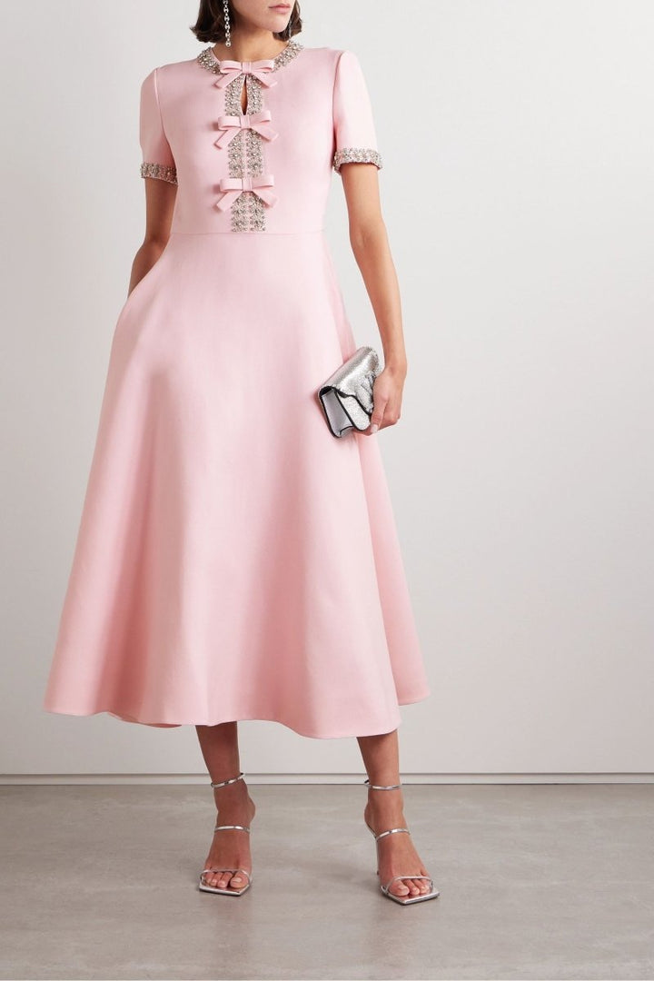 Aria™ | Rochie midi cu fundă și cristale
